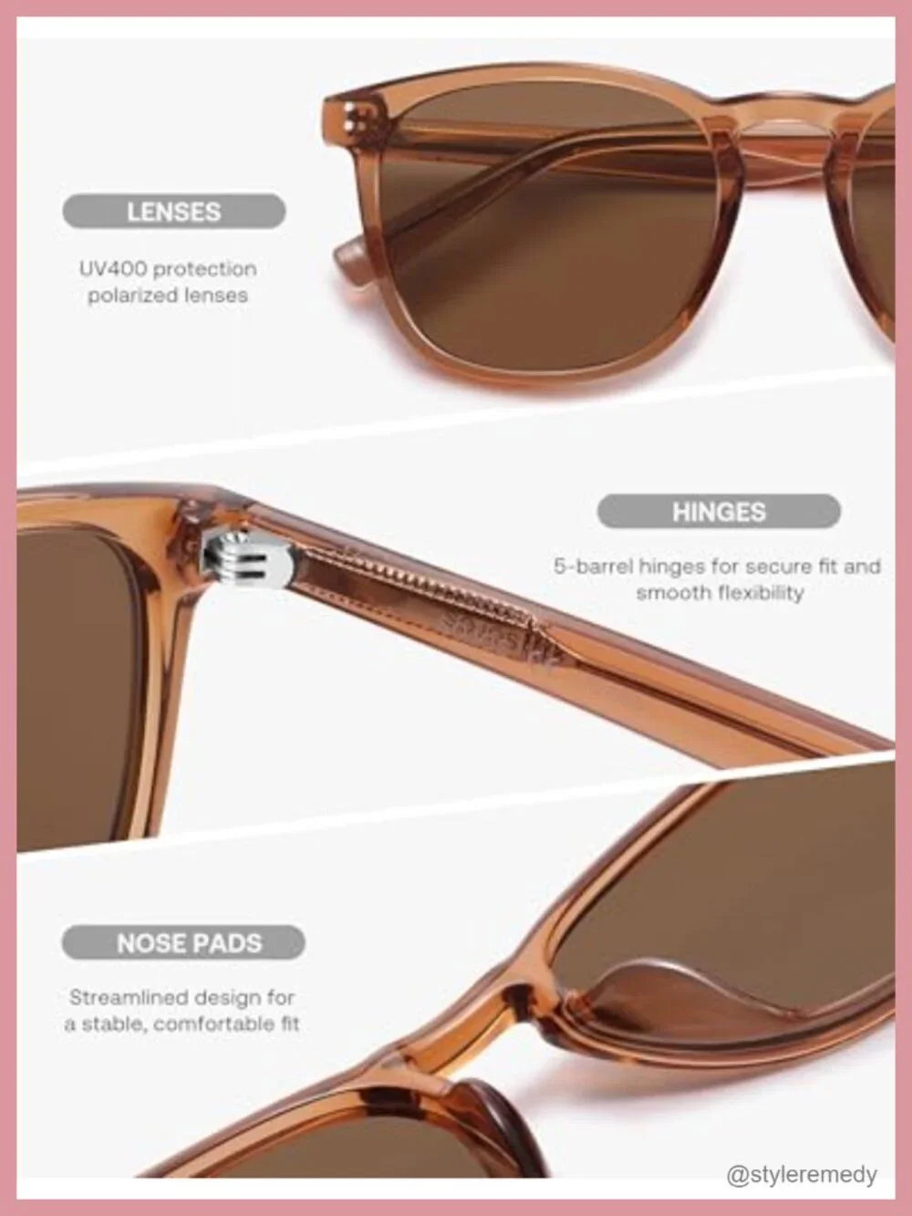 TR90 Frame Polarized Sunglasses UV400 Protection Lightweight Retro Unisex